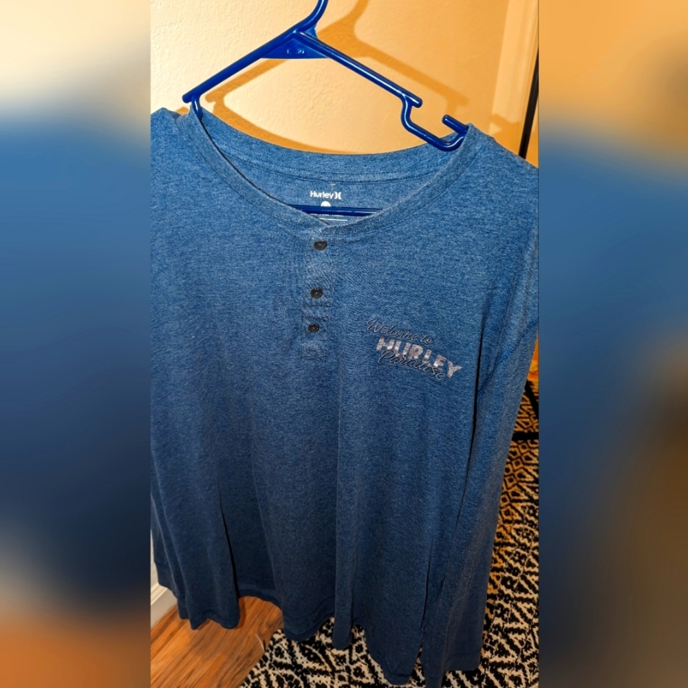 Blue long sleeve Hurley men's shirt.